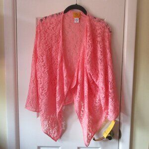 Ruby Rd Pink Lace Shrug Size 16 Handkerchief Hem NWT